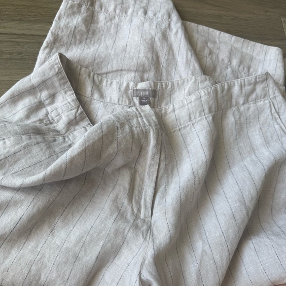 J. Jill Beige Linen Stripe Relaxed Straight Leg Pants Size 16 - Picture 4 of 8